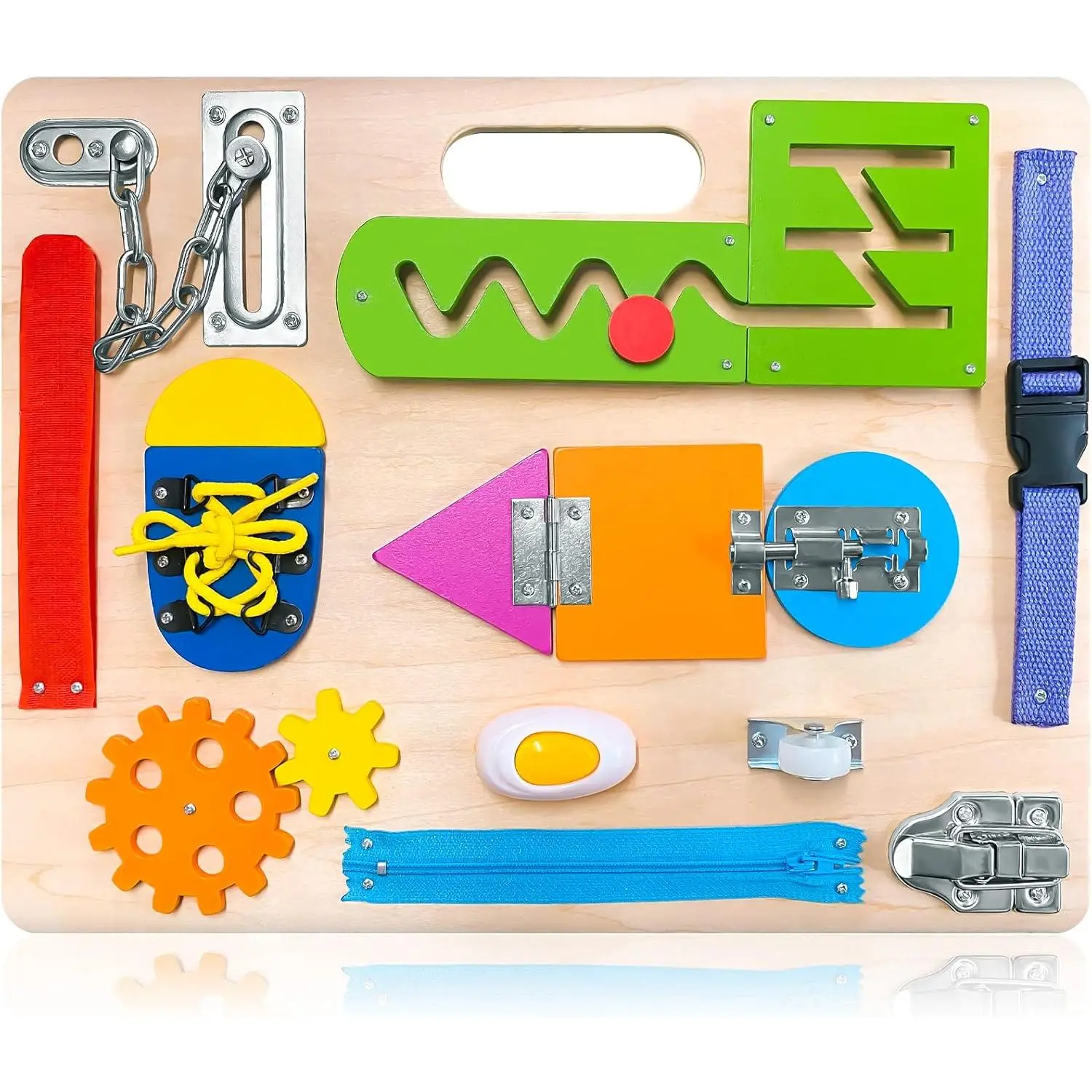 Montessori Busy Board for Toddlers, Wooden Sensory Toys, Preschool Learning Activities for Fine Motor Skills Travel Toy, Basic Life Skills Educational Gifts for 1 2 3 Years Old Kids Boys Girlsfidget toys