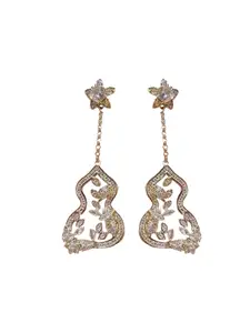 Silver Color Zircon Flower Gourd Earrings, Lightweight Luxury Style, Unique Fashion Jewelry, High-End Look, Women's Ear Rings