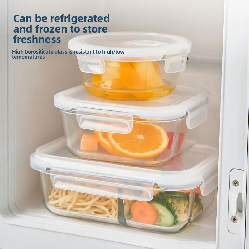 3 Pack Glass Food Storage Containers Microwave Safe Airtight Lunch Boxes Freezer Safe Bento Boxes for Meal Prep Leakproof Portable Lunch Containers with Lids