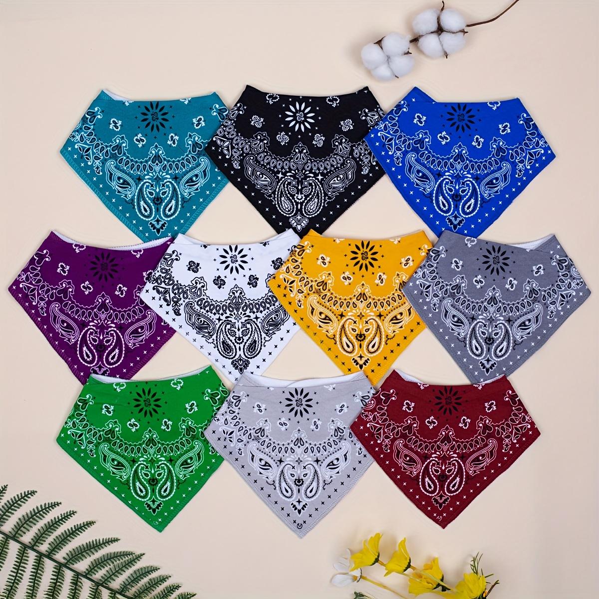 10 Pack Baby Bandana Bibs with Adjustable Snaps, Soft Absorbent & Breathable Drool Bibs with Pocket, Floral Design for Baby Boys and Girls Cotton Muslin Baby Bibs Solid Diaper Bibs for Teething