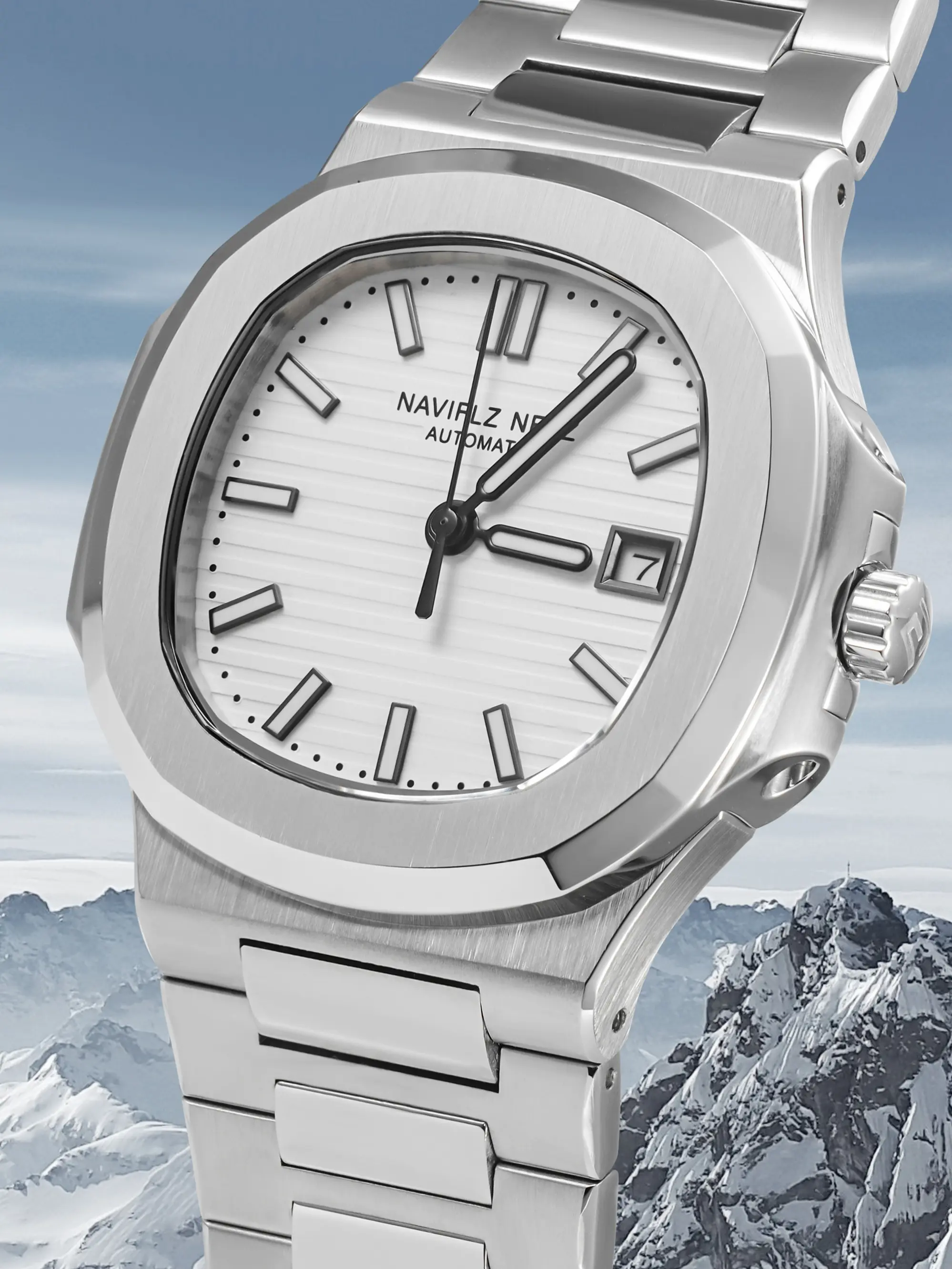 2026 New Naviflz Nfvz 40mm Men's Luxury Business Watch, Sapphire Crystal Glass, Mechanical Movement, Silver Color Dial, All Seasons