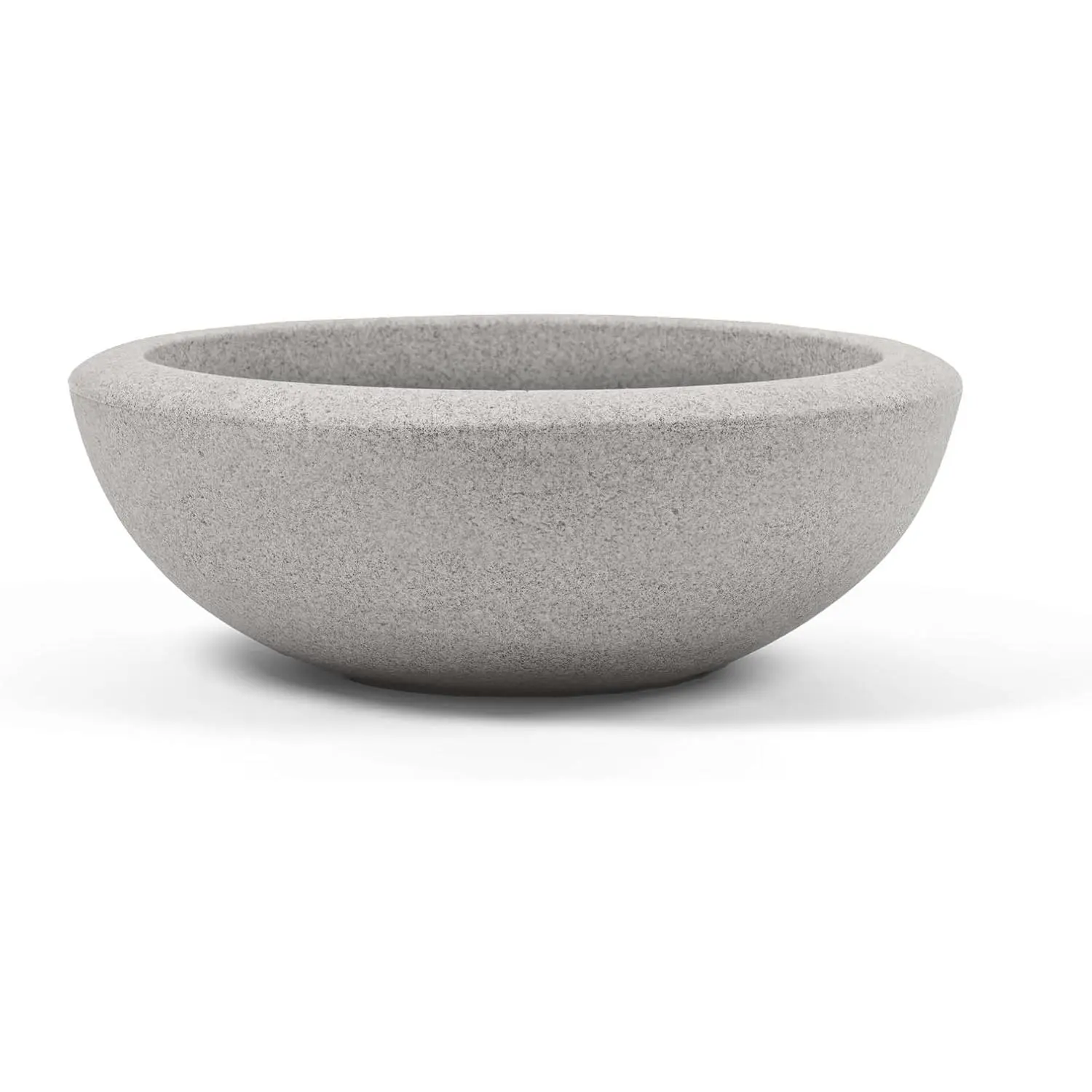 21" Modern Santorini Bowl Planter for Room Decor - Lightweight Polyresin Pot with Stone-Like Look, UV-Fade Resistant, Drillable Drain Holes for Indoor, Outdoor Use