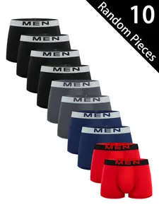 10-Pack Random Color Men's Briefs, Fashionable Comfortable Lightweight Activewear Sportswear Athletic Underwear, All-Season Casual Fitted Trunks, Ideal for Home and Activities