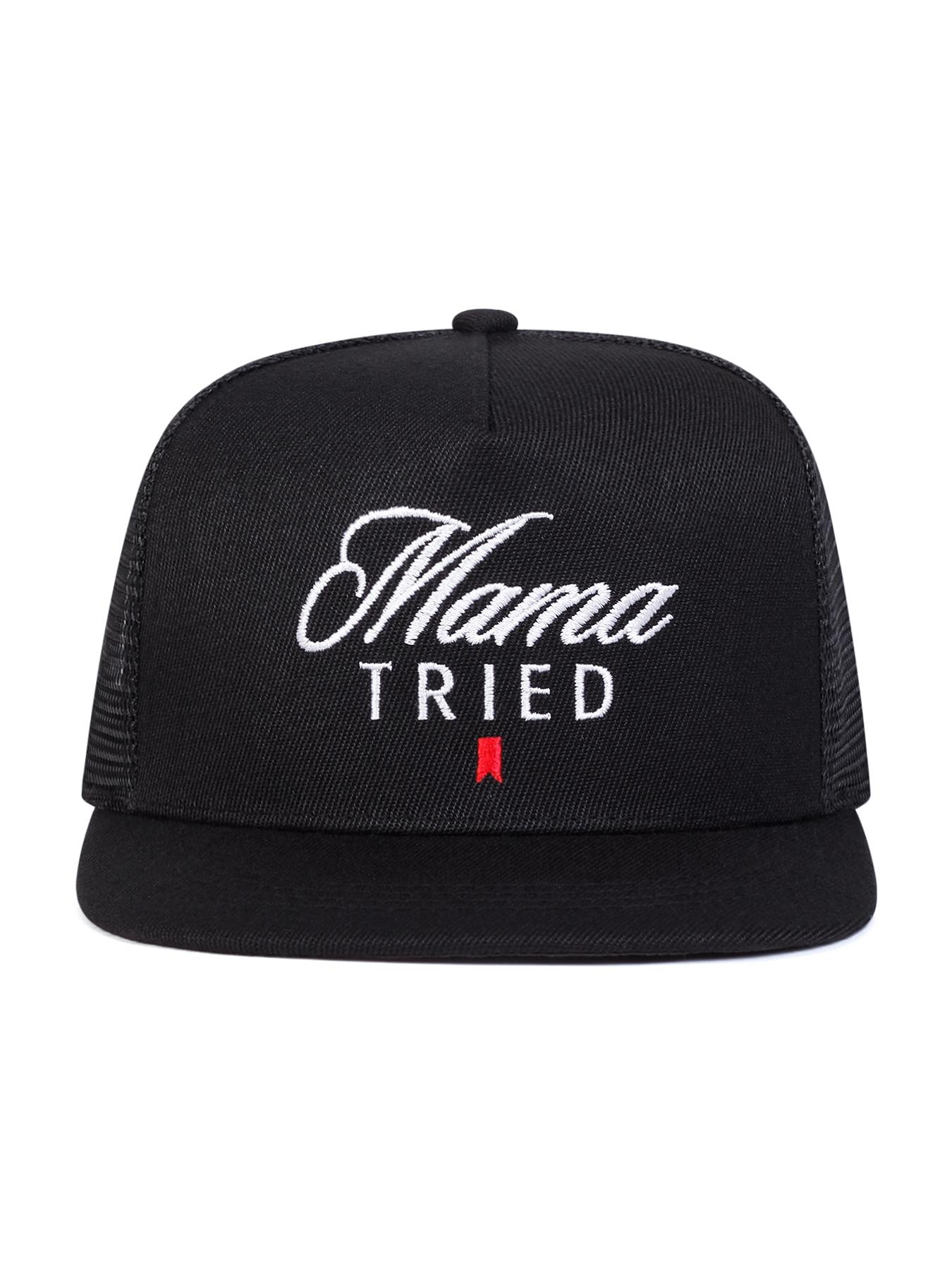 Mama Tried Embroidery, Embroidered Trucker Hat, Casual Outdoor Sports Hat for Men & Women, Adjustable Sun Protection Cap for Daily Wear