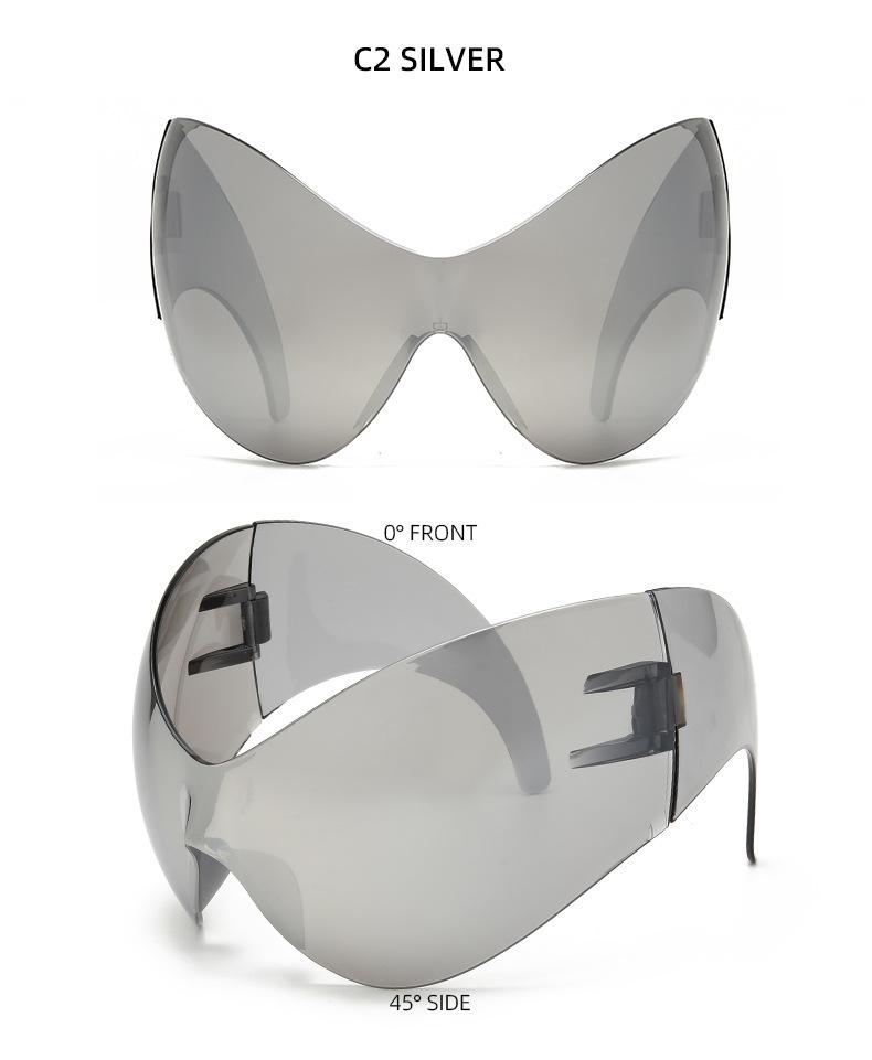 Future technology sense oversized punk sunglasses cross-border Y2K one-piece personalized sunglasses