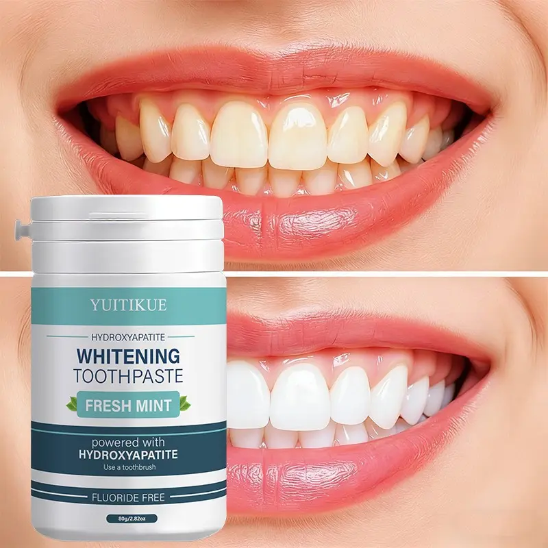 Five-Ingredient Whitening Tooth Powder 80g, Hydroxyapatite + Vitamin C + Ceramide + Menthol + Baking Soda, Oral Care Essentials