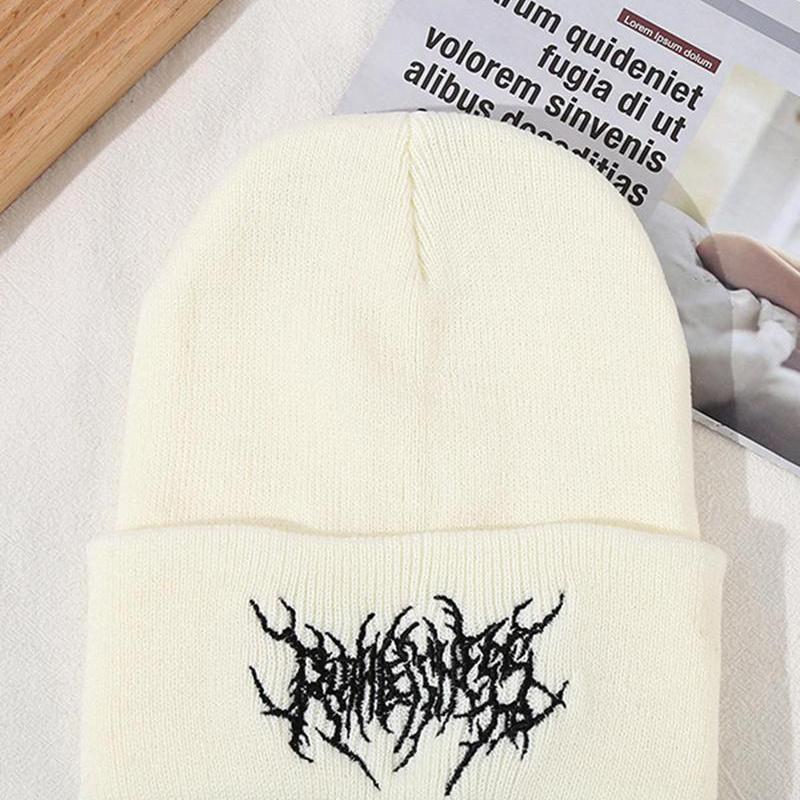 Unisex Casual Hand Embroidery Knit Beanie Hats, Trendy Soft Comfy Beanie Hat, Fashionable Hat for Men & Women for All Season