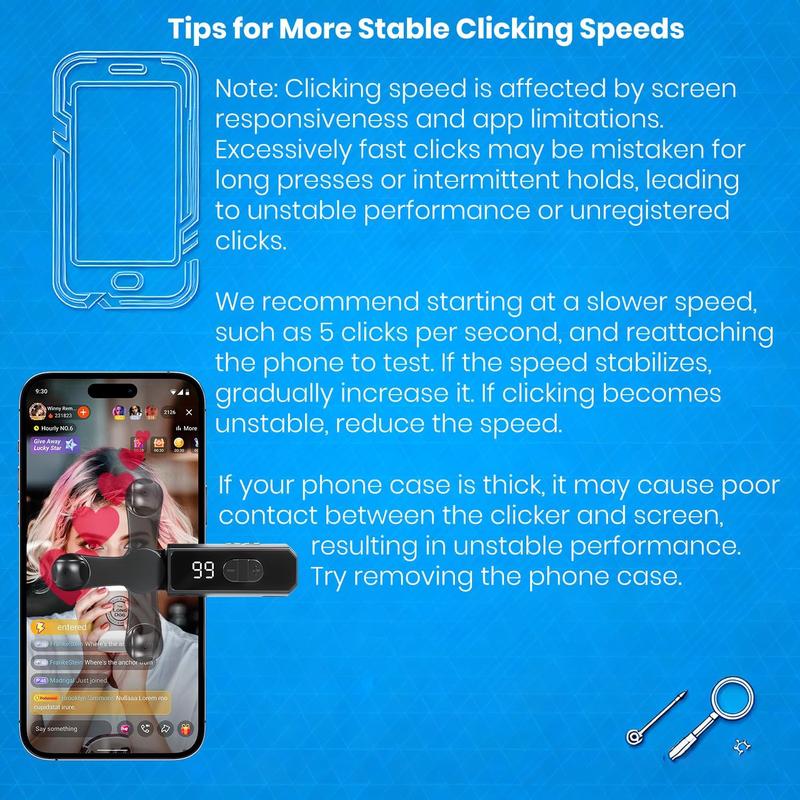 Wireless Auto Clicker,Phone Screen Device Speed Clicker for Tiktok, 2026 New Wireless Fast Click Simulation Finger Continuous Click for Live Broadcasts Likes,Game