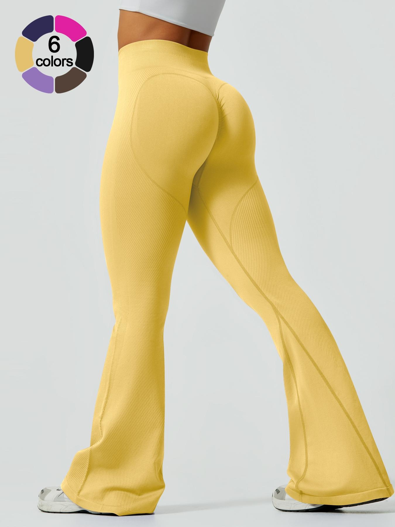 Women's Solid Color Flare Leg Sports Leggings, Comfy Breathable High Waist Bell Bottom Yoga Leggings, Ladies Sportswear for Indoor Outdoor Wear, Flared Yoga Bottoms