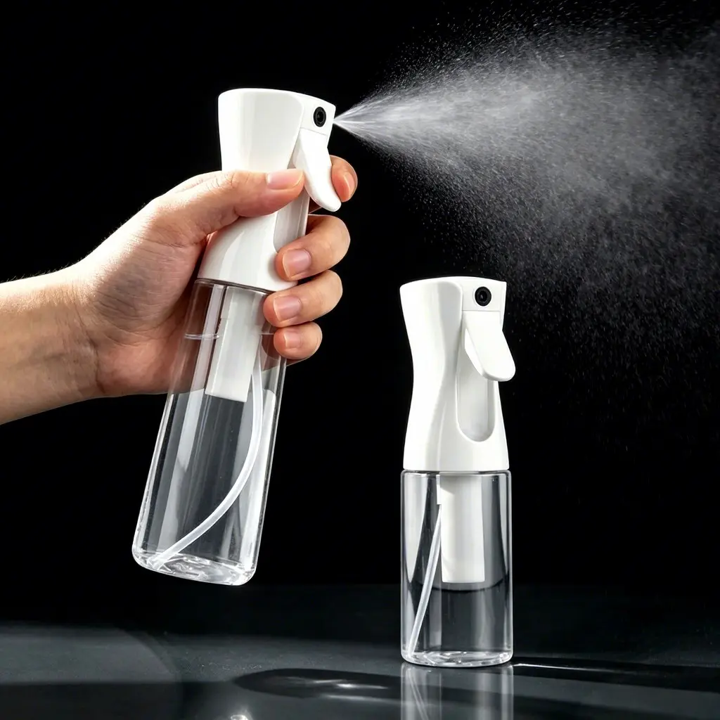 Ultra-Fine Continuous Water Spray Bottle, Handheld Mister for Steamer Iron, Setting Spray for Hair Styling, Ergonomic Design for Home and Travel, Refillable Spray Bottles