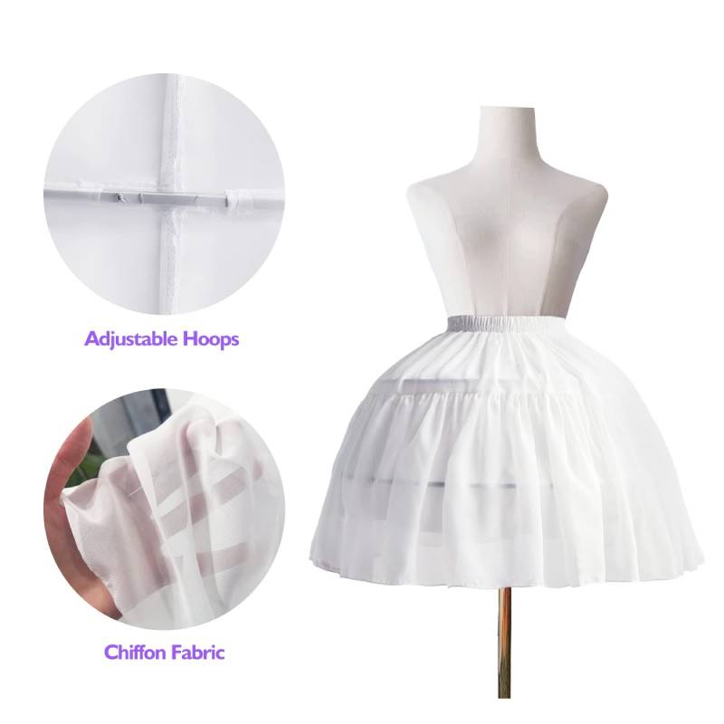 Women Girls Ruffled Short Petticoat Solid Fluffy Bubble Tutu Skirt Puffy Half Slip Prom Crinoline Underskirt No Hoop
