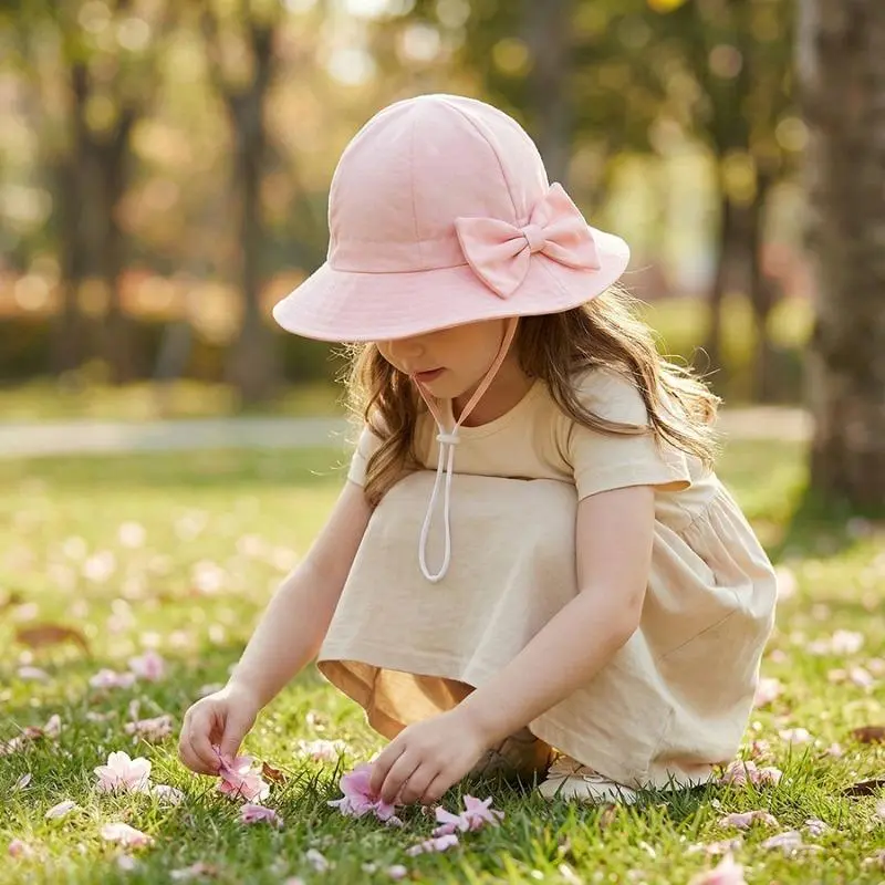 UPF50+ UV Protection Wide Brim Baby Girl Bucket Hat, Soft Lightweight Breathable Floppy Toddler Beach Cap, All-match Sun Hat Perfect for Summer Swim, Holiday Travel and Daily Outdoor Walks, Comfortable Anti-UV Kids Headwear