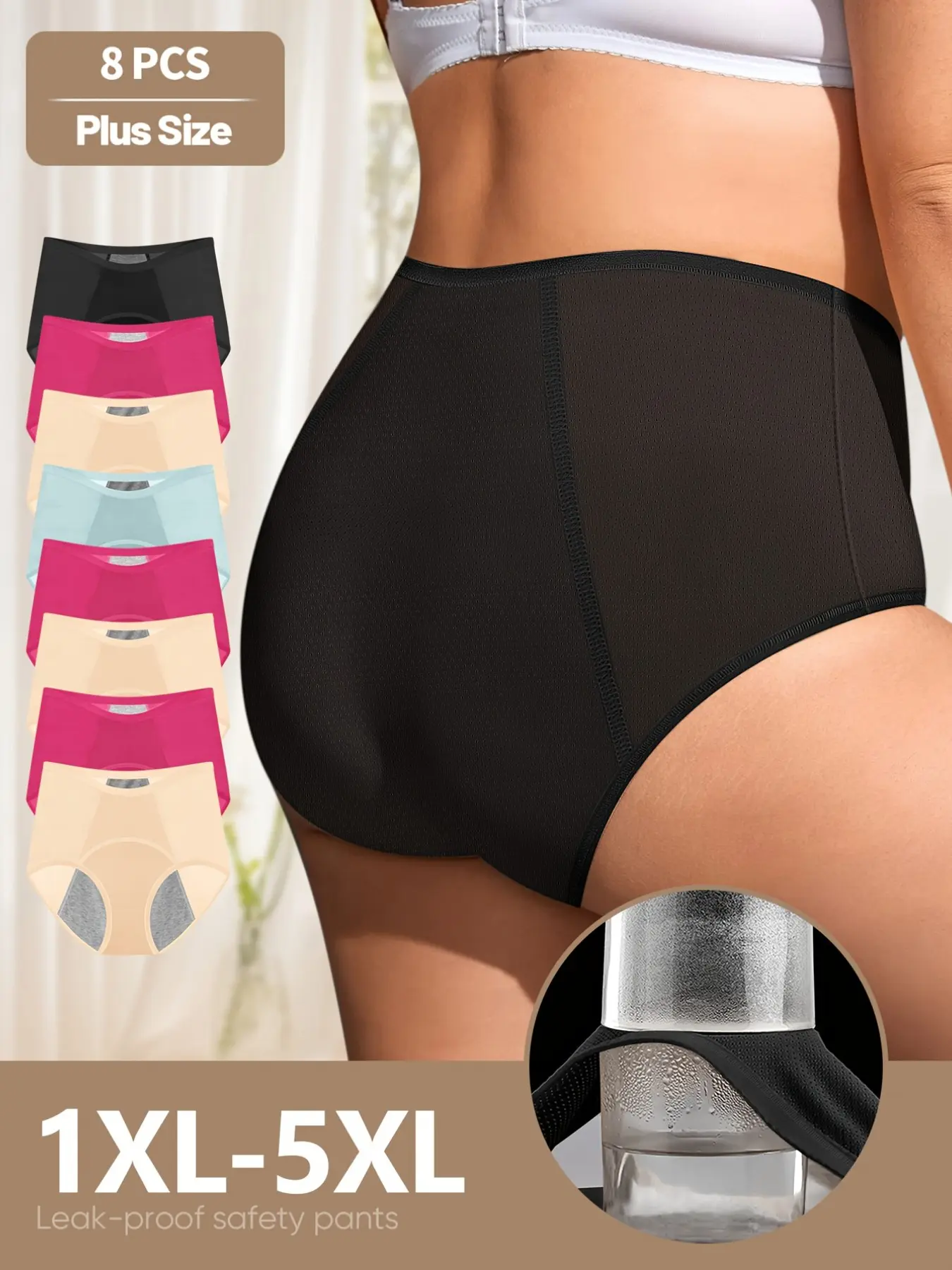 8-Pack High Elasticity Safety Undies Panties, Breathable Protection, Loose-Fitting Boho Bohemian Underwear, All Seasons, Stress-Free Period Experience