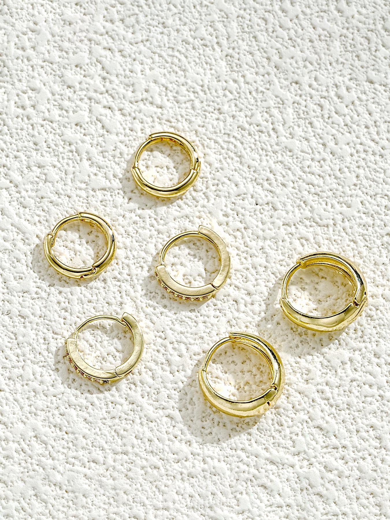 Women's Elegant Rhinestone Decorated Hoop Earrings, 3 Pairs Summer 2024 Trendy Geometric Design Hoop Earrings, Chic Gorgeous Jewelry As Gift for Girlfriend, Accessories for Women