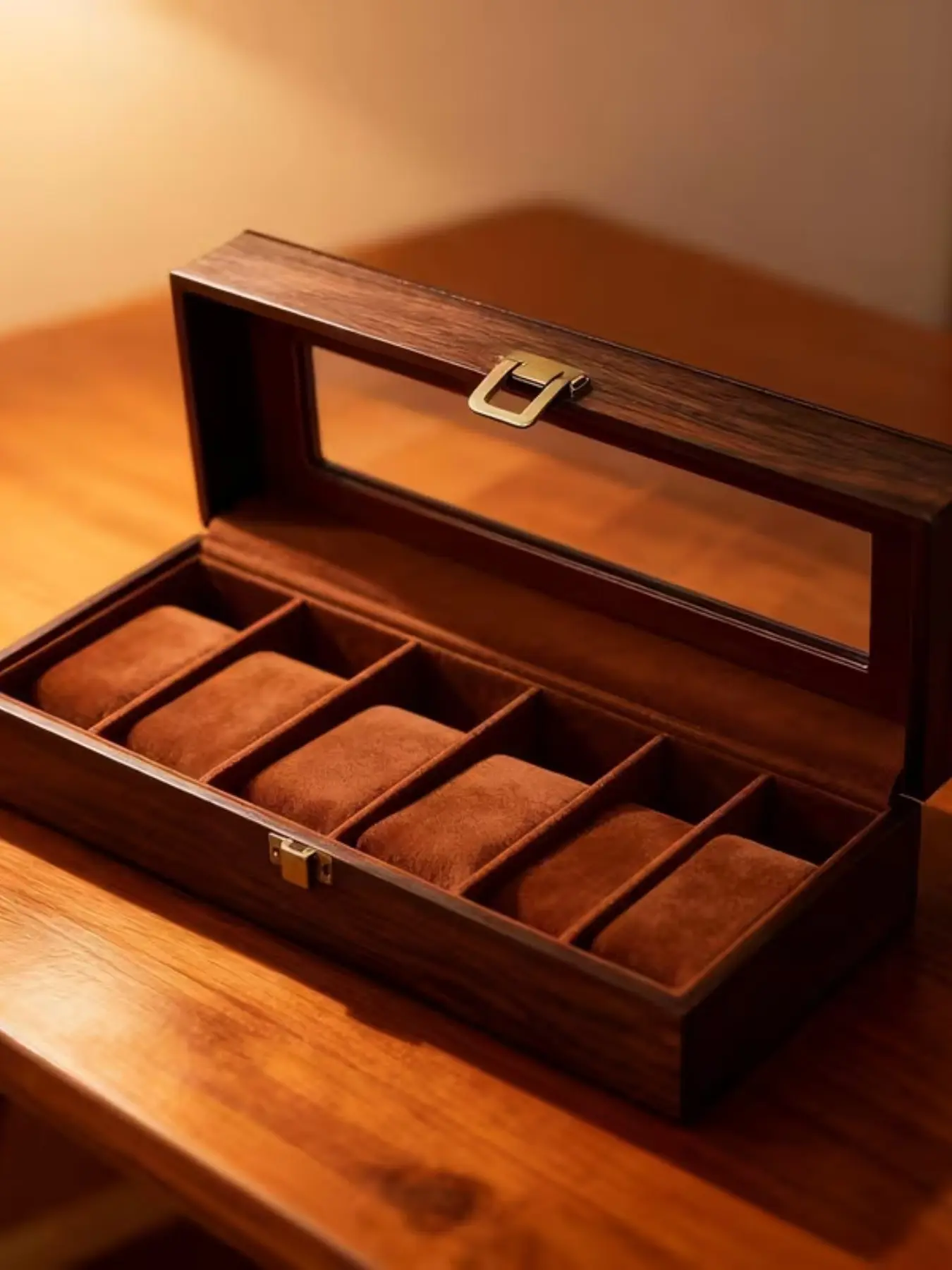 Wooden watch storage box, wristwatch collection box, watch display box; suitable for storing and displaying collectible watches, perfect for birthdays, anniversaries, and holidays.