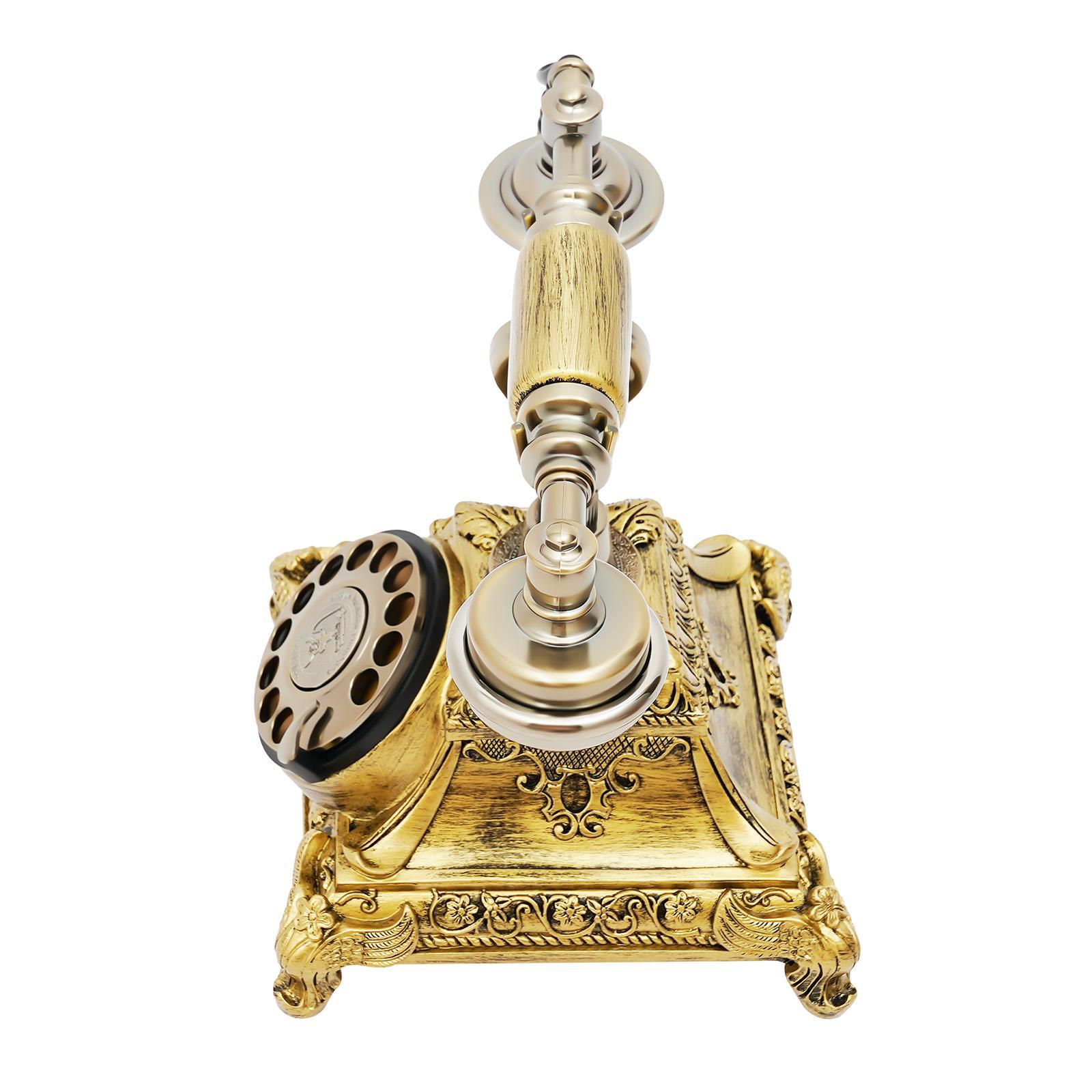 European Style Vintage Rotary Telephone Antique Design Landline Phone with Bronze Appearance & High-Quality Resin Material for Home Office Decor