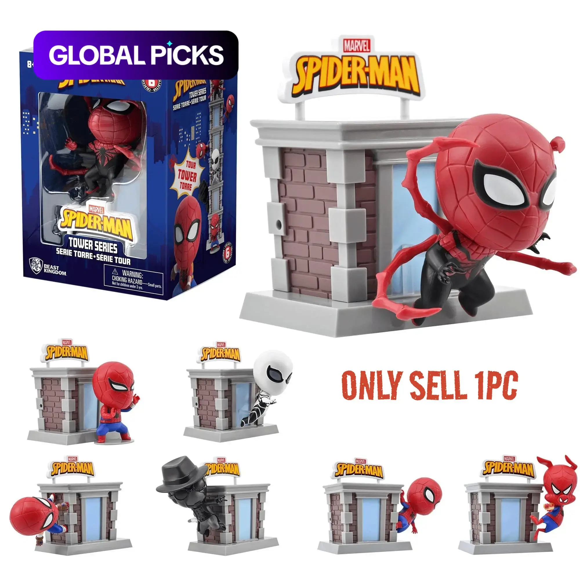 Marvel Officially Licensed Spider-Man Tower Series Collectible Figurines, Stackable Superhero Toys, Choose From 6 Spider-Variants, Collectible Figures #GLOBAL PICKS