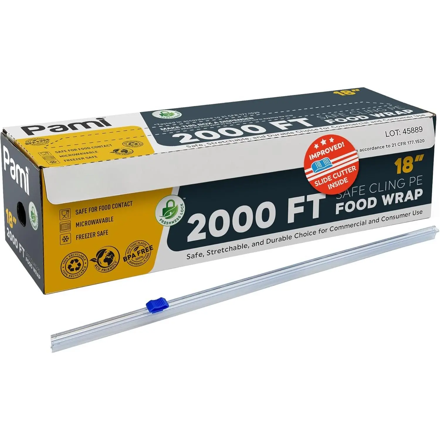 Plastic  Wrap 18" x 2000 FT with Slide  - Safe Cling Stretch Film, , Microwave & Freezer Safe, Durable  Storage Wrap for  & Commercial Use