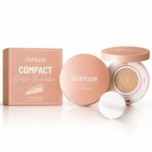Compact Air Cushion Foundation Ivory, Lightweight Full Coverage Concealer Base, Hydrating Non-Cakey Seamless Blend Dewy Face Makeup