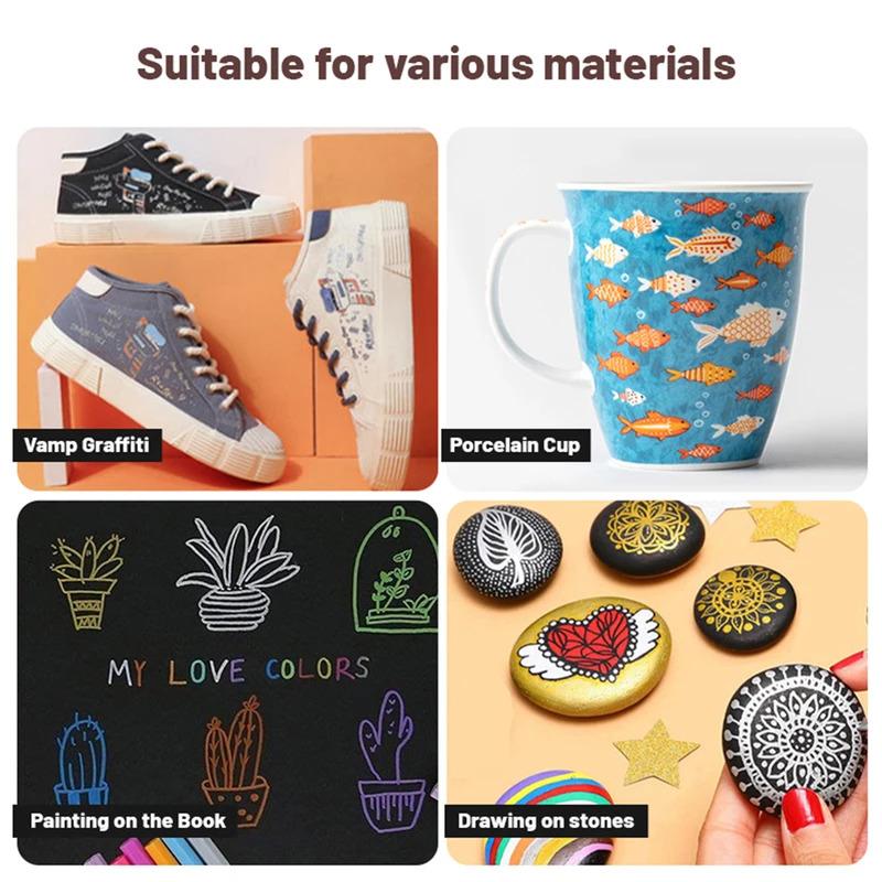 10 Colors Metallic Markers Fine Point Metallic Marker Pens for Black Paper, Rock Painting, Easter Egg, Halloween Pumpkin, Card Making, Metal, Ceramic, Wine Glass, Art Supplies, Colored Markers Set