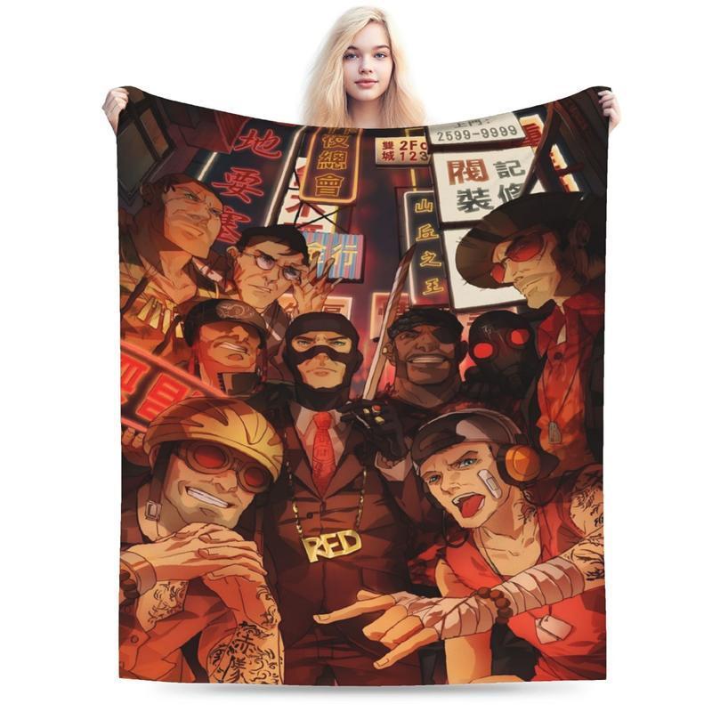 Team Fortress 2 Game Logo Flannel Throw Blanket - Ultra Soft, Warm, Cozy, Breathable, Wrinkle Resistant - Funny Print - All Seasons for Room, Couch - Birthday Gift