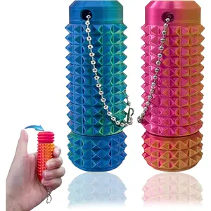 2Pcs Upgrade Pain Stim Fidget, 3D Printed Fidget Toys Anxiety Relief Items, Rotatable Grippie Stim Keychain, Stim Toys for Autistic Adults, Hard Spiky Sensory Toys, Easter Giftsfidget toys