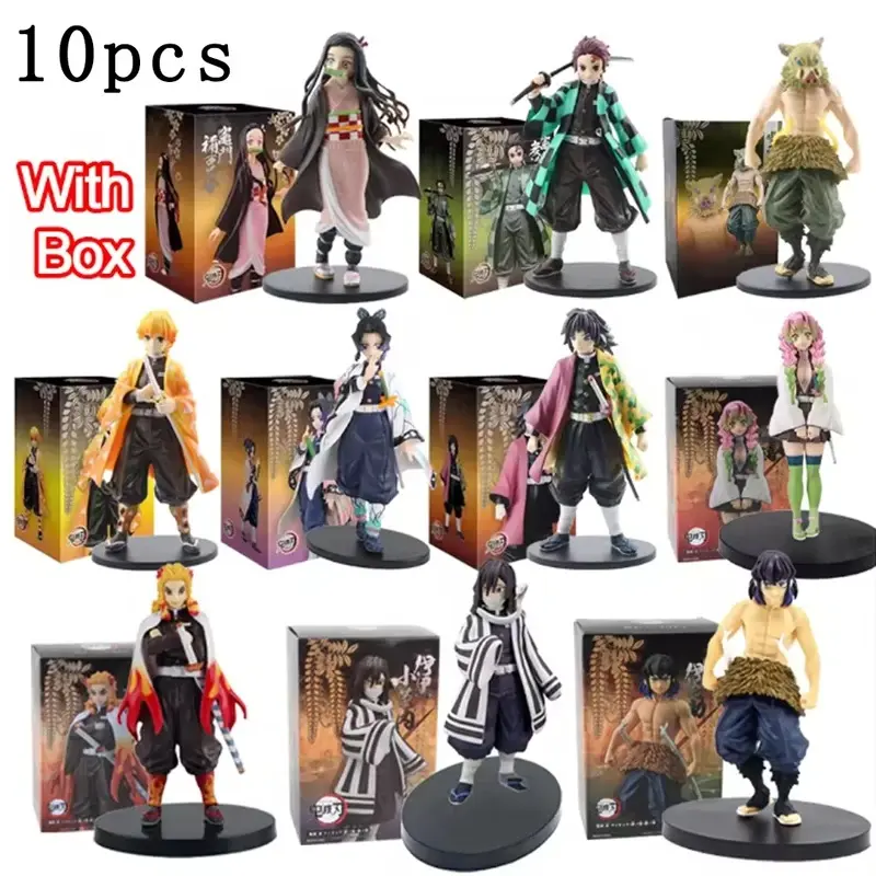 1-6pcs Anime Demon Slayer Kimetsu no Yaiba figure Kamado Tanjirou Action Figure Agatsuma Zenitsu Nezuko Warrior PVC Model Toys