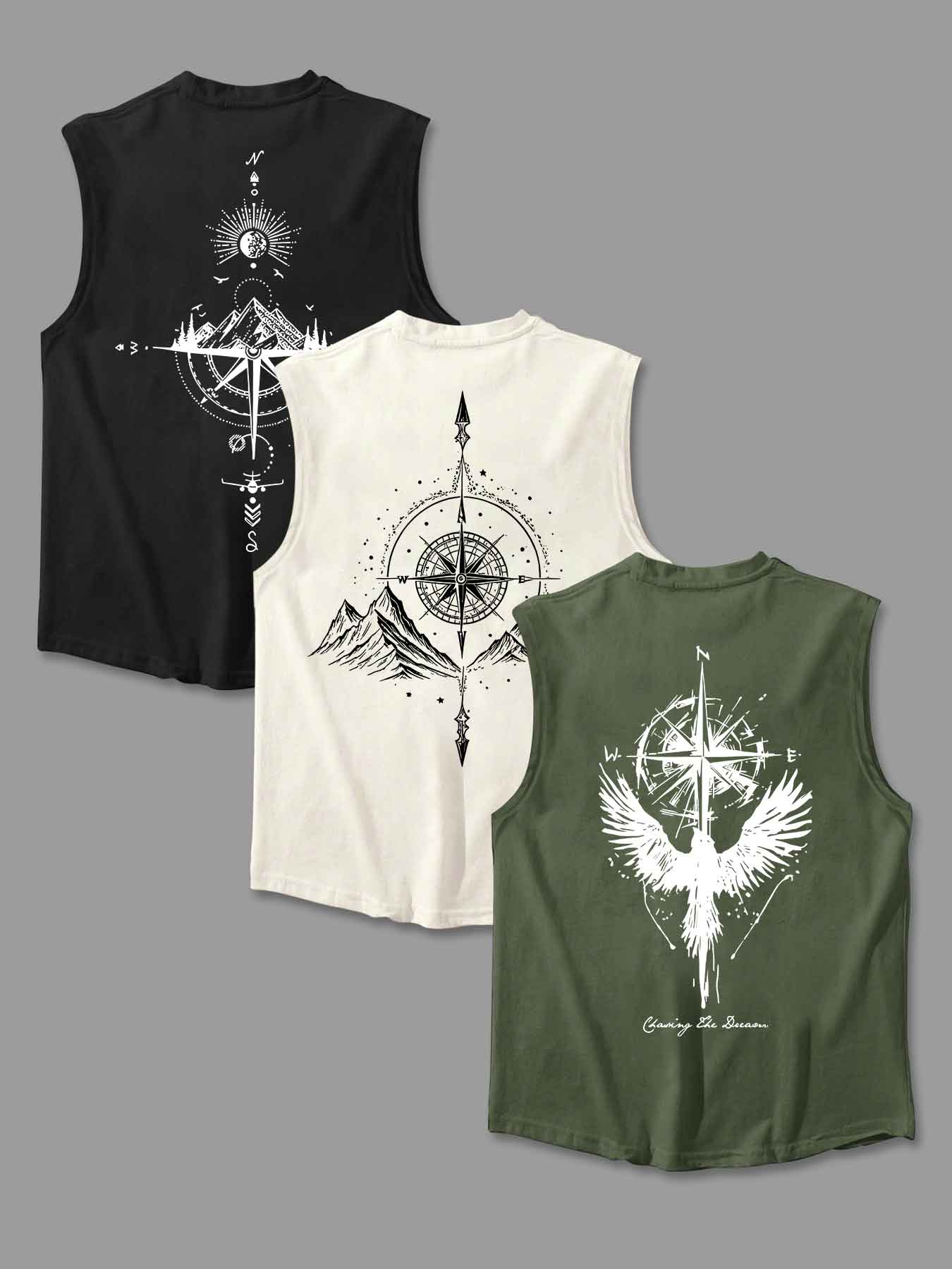 Men's Graphic Print Round Neck Vest Tank Top, Casual Sleeveless Top for Summer, Men's Clothes for Daily Wear