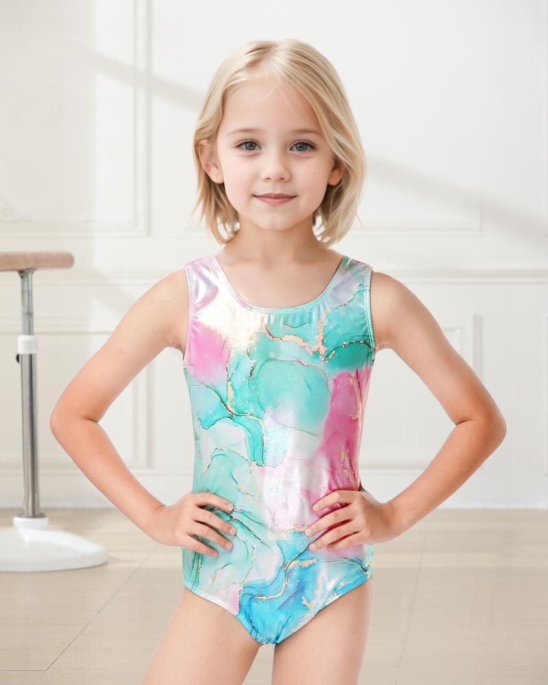 Gymnastics Leotards for Girls, Sparkly Dance Unitards with Shorts Ballet Biketards Outfit for 3-12 Years