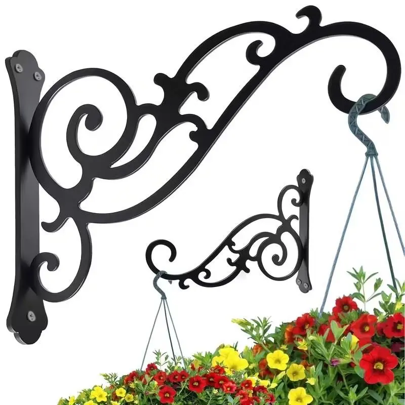 2-Pack 6-Inch Iron Wall Hooks for Indoor Outdoor Decor, Ideal for Hanging Lanterns Solar Lights Hummingbird Feeders Wind Chimes