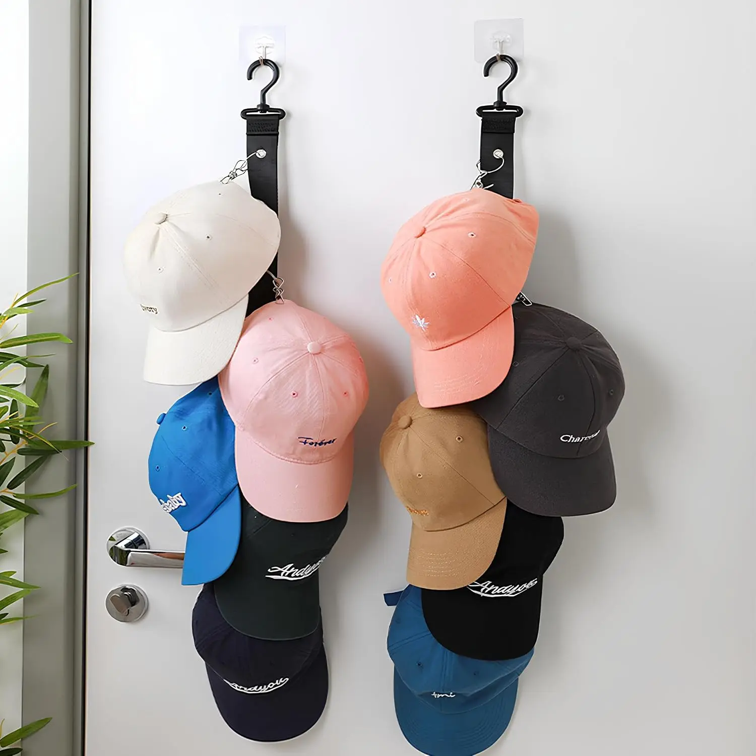 Hat Organizer Hat Rack for Door 16 Clips Baseball Caps Storage Hanger for Closet, Vertical Ball Cap Racks Over Wall, Mens Caps Holder  Door, Hats Organizers   of Doors for Winter Beanie