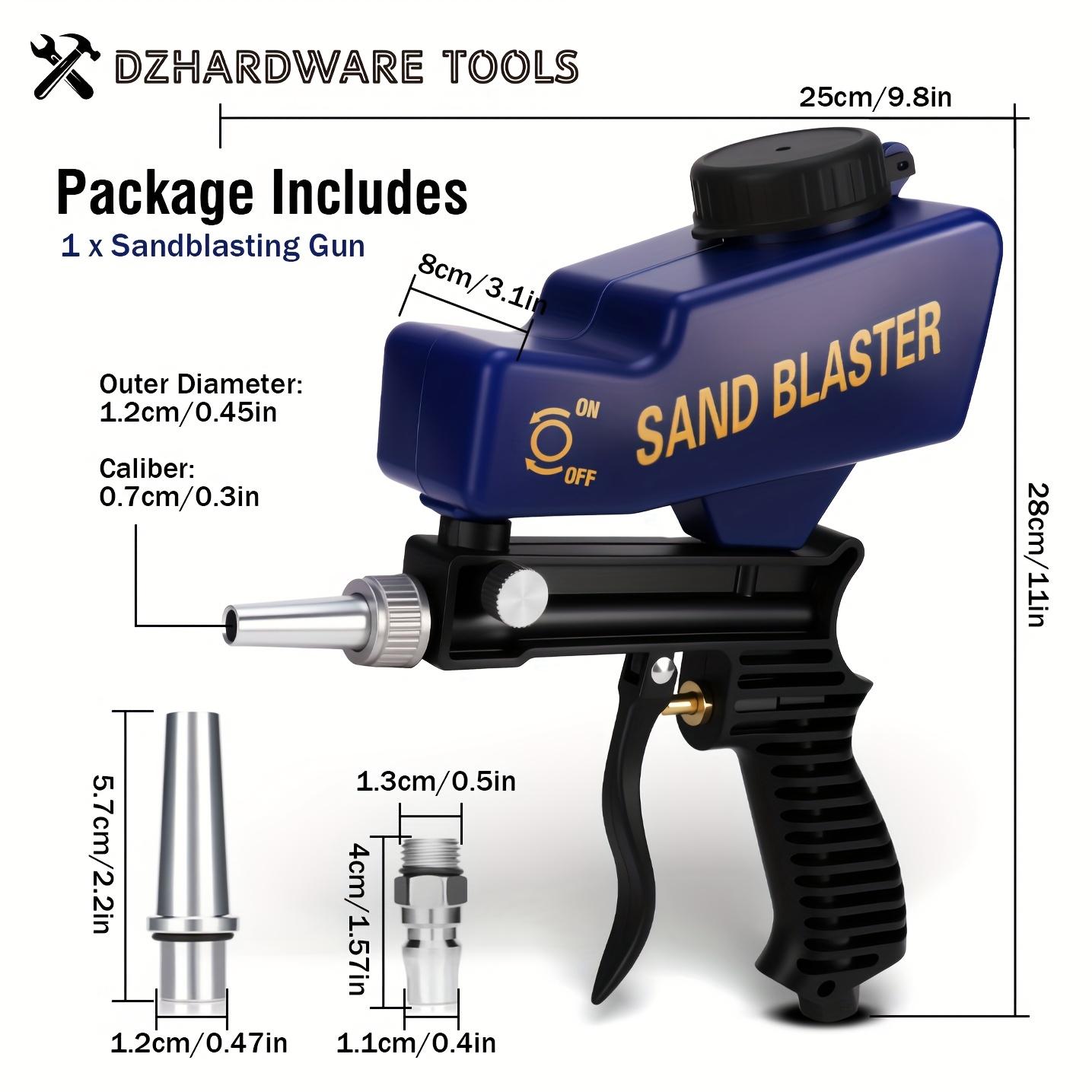 Portable Ergonomic Sandblaster for Paint and Rust Removal, 600cc Capacity, Adjustable Gravity Feed, Compatible with Multiple Abrasives, Sandblasting Tools