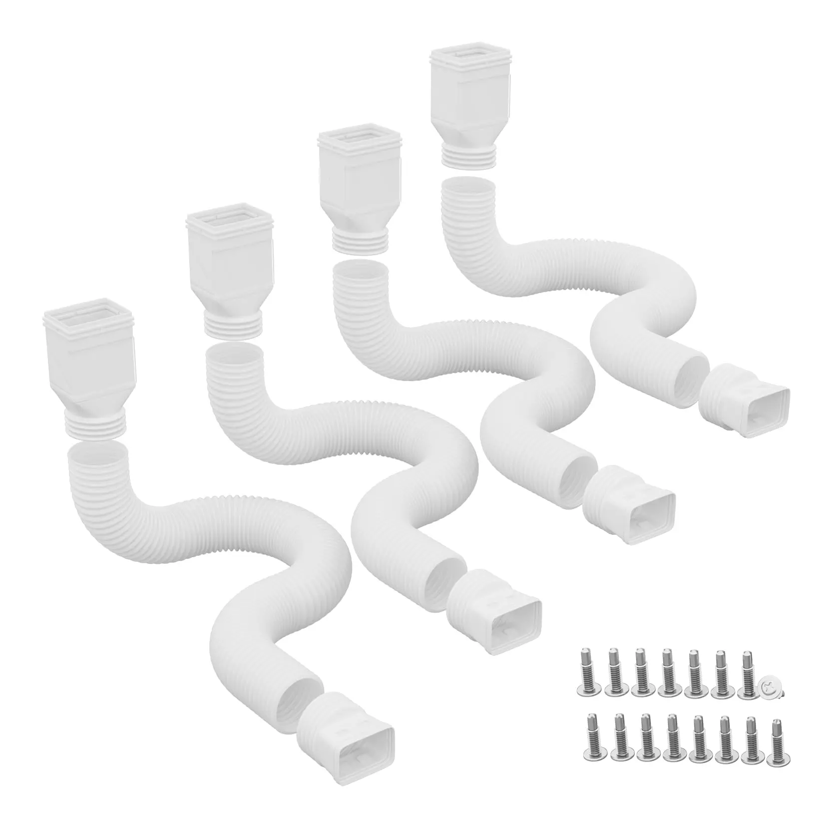 Downspout Extensions 4 Pack,  22"-63" Extendable Flexible Gutter Downspout Extension, Corrugated Drain Pipe with Adapters, Fits 2" x 3" & 3" x 4" Downspouts