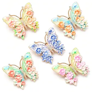 Ancient Elegant Enamel Glazed Butterfly Brooch Three-dimensional Metal Colored Drop Glazed Animal Brooches