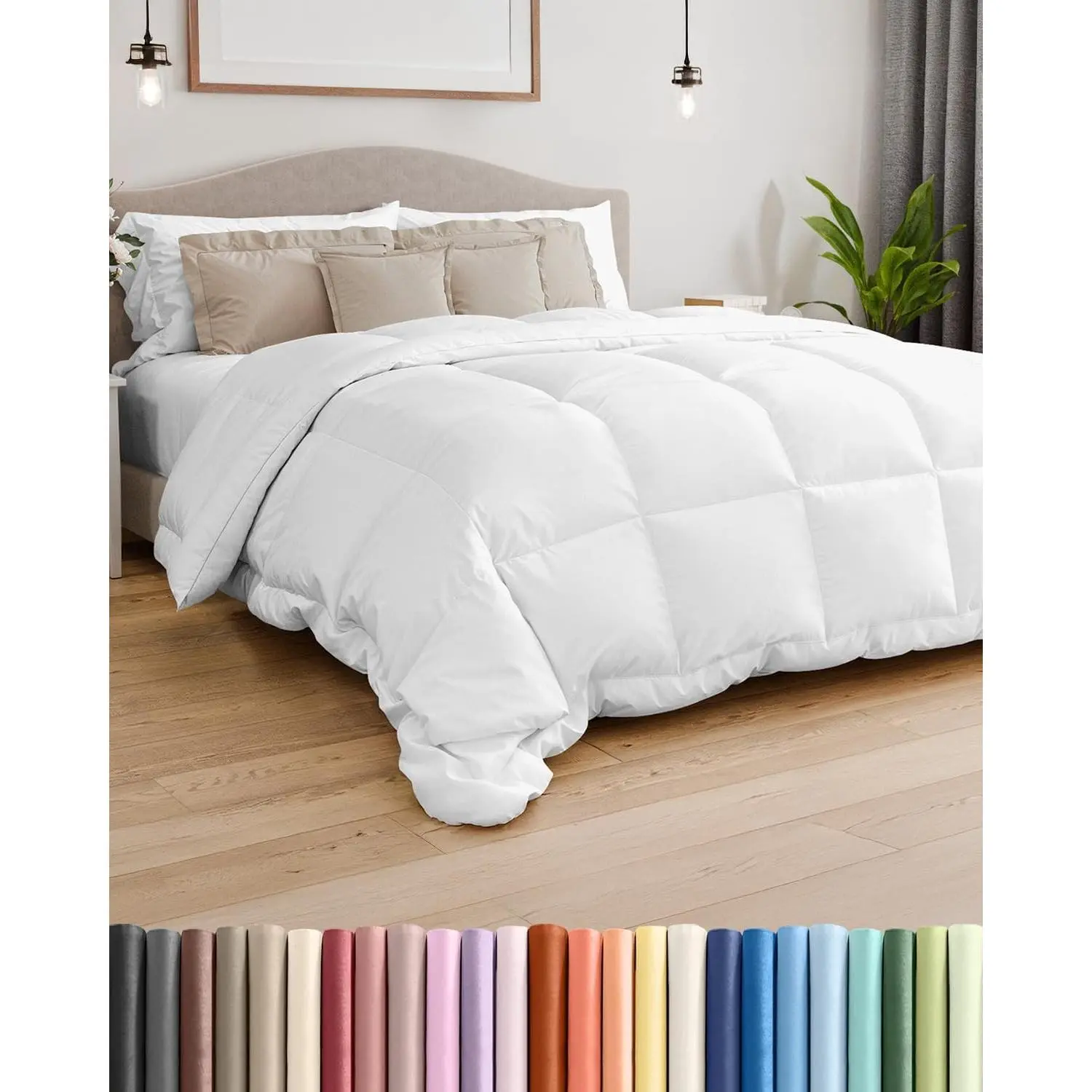 King Size, White Alternative Down Comforter - Warm, Lightweight & Breathable Hotel Quality Bedding Set for Men, Women, Kids and Teens - All Season Oversized Cooling Microfiber Duvet Insert Comforter