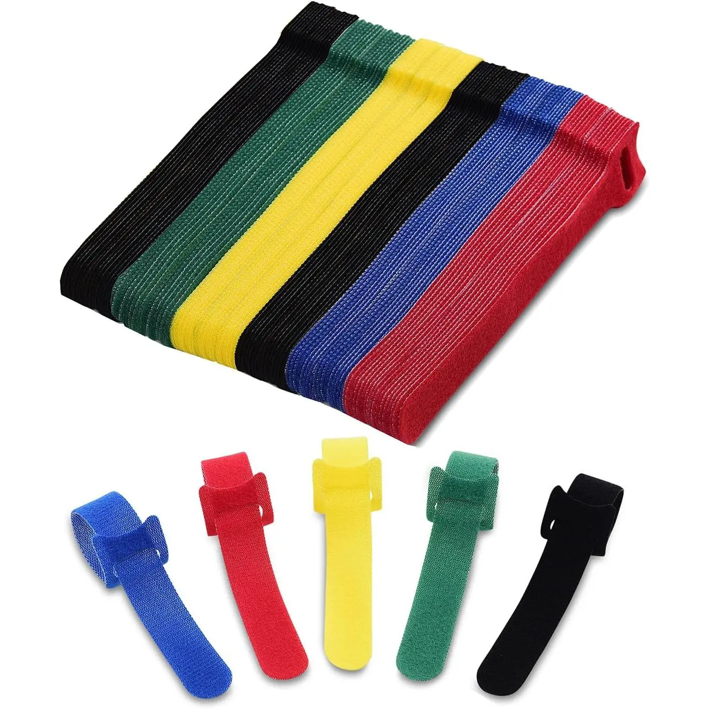 120 Pack Reusable Cable Ties 6 Inch – Multi-Color Hook and Loop Cord Ties Wire Management – Color-Coded Cable Straps Electronics, PC, Desk & Gaming Setup