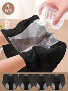 Must-Have 4-Pack Plus Size Women's Period Panties, Stay Stain-Free, Perfect with Sanitary Pads, Double Comfort Fit for Spring & Fall
