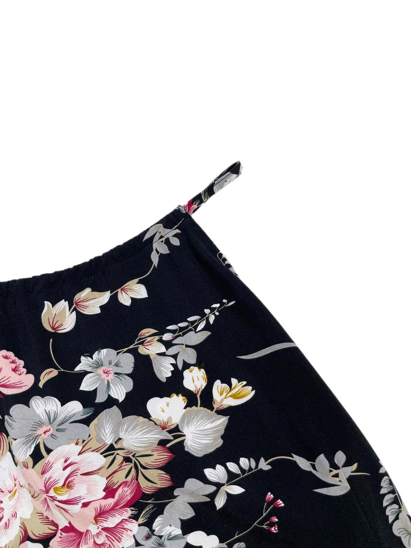 Women's Floral Print Split Thigh Halter Dress, Elegant Boho Style Tie Back Design Long Dress for Spring Summer Fall