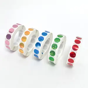 1000 Pcs/roll 12mm Round Holographic Scratch-Off Stickers, Colorful Adhesive Scratch-Off Label for Lottery Cards, Prize Drawn Stickers