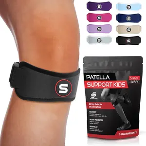 Swedish Brand Patellar Tendon Support Strap for Women & Men Effective Osgood Schlatter Knee Brace Youth & Kids Knee Brace with 3 Adjustable Length fits 7"-15" (Single/Black/Kids)