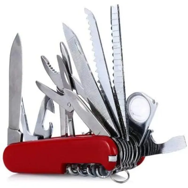 17 IN 1 Multi-Function Swiss Knife Tool, Portable Folding Knife with Pliers, Scissors, Magnifying Glass, Pocket Camping Knife Set, Multi-Function Screwdriver Tactical Equipment