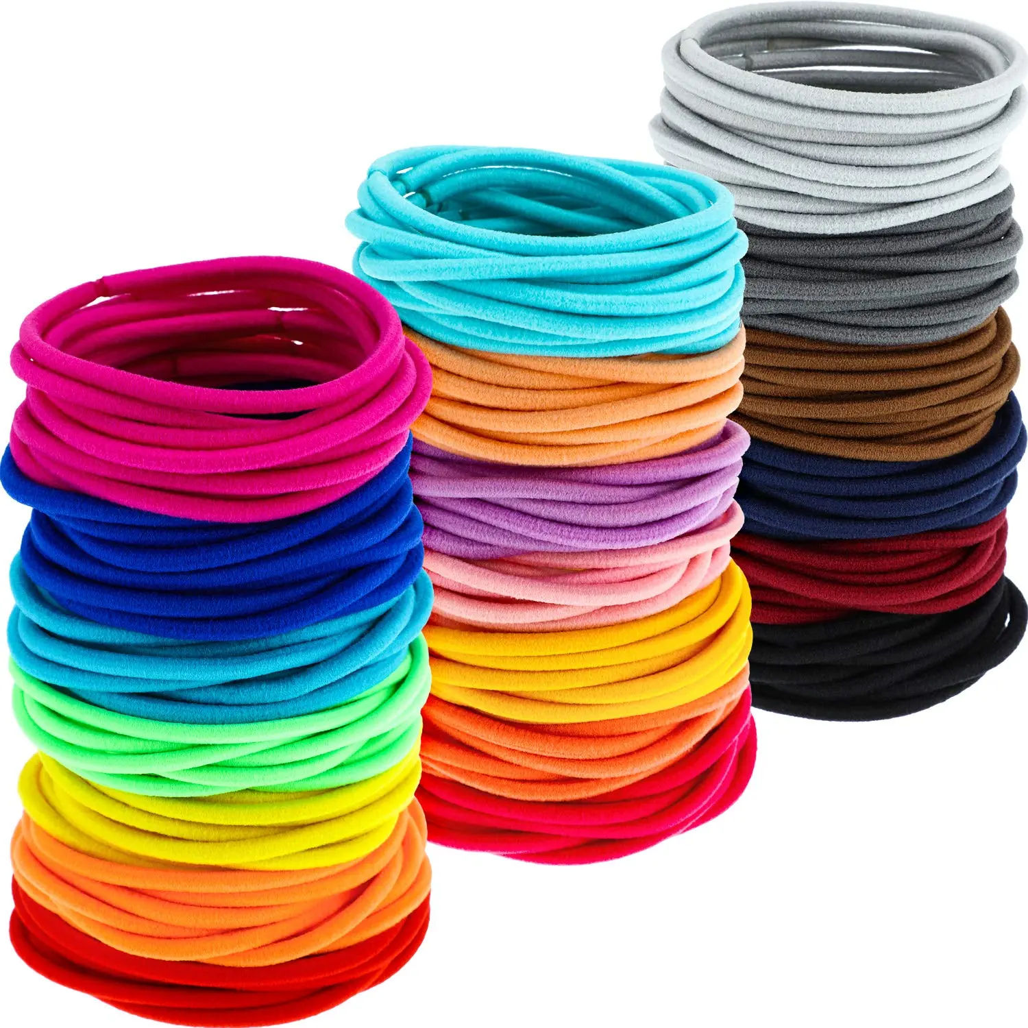Female No-Metal Damage-Free Hair Elastics, 200-Piece Bulk Multicolor Rubber Bands, 3mm x 5cm Daily Everyday Ponytail Holders for Women, Mixed, 200 Pieces, 3Mm, 5Cm, No Metal Hair Elastics, Metal Free