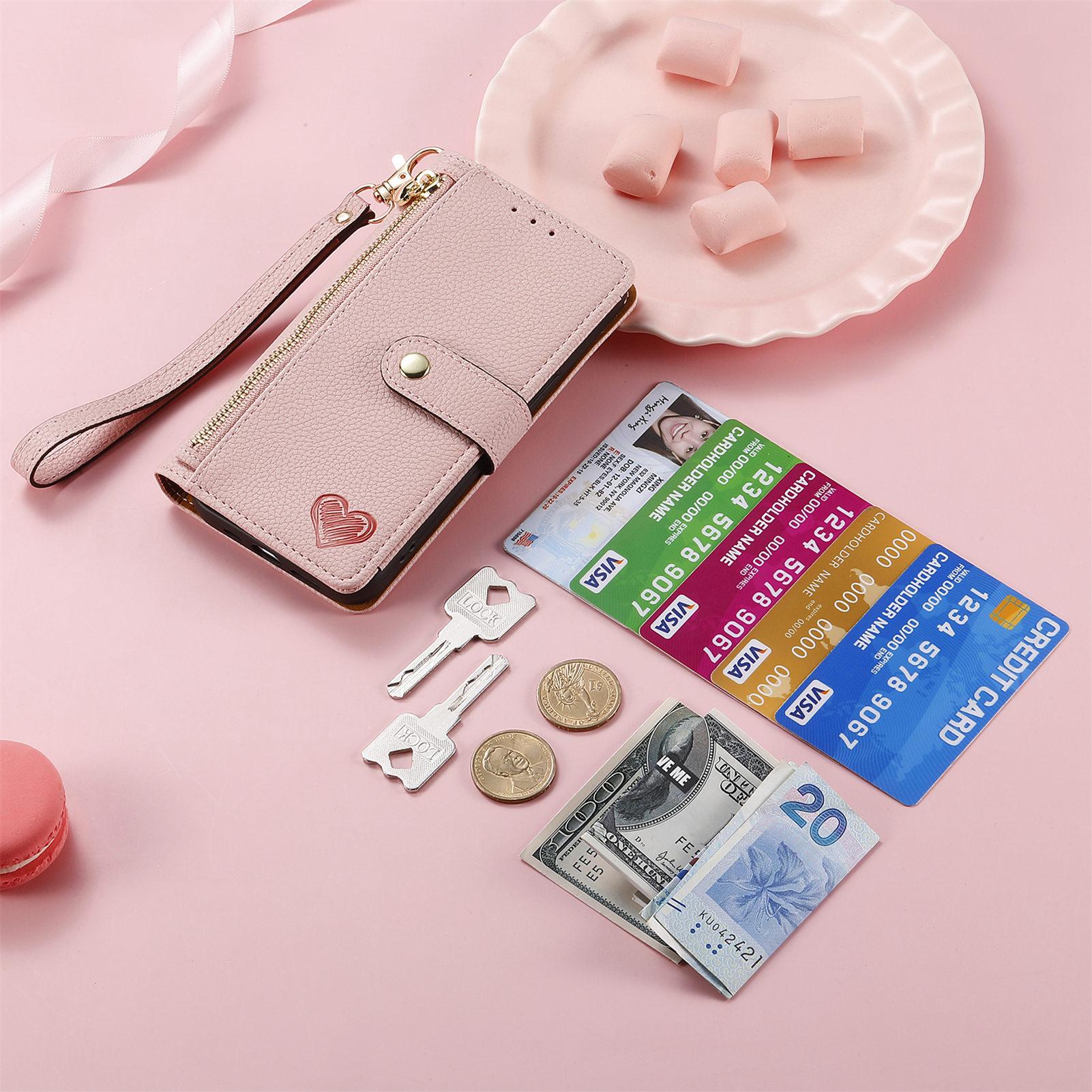 Lychee Texture Zipper Wallet Case with Detachable Strap| [Color] For phone  11 12 13 14 15 16 17