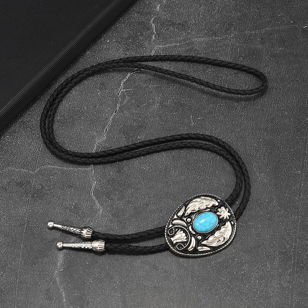 Men's Tie Turquoise Necklace Personalized Indian Western Cowboy Bolo Tie Necklace for Men and Women Couples Party Tie Daily Work Tie Pre-tied Bow Tie