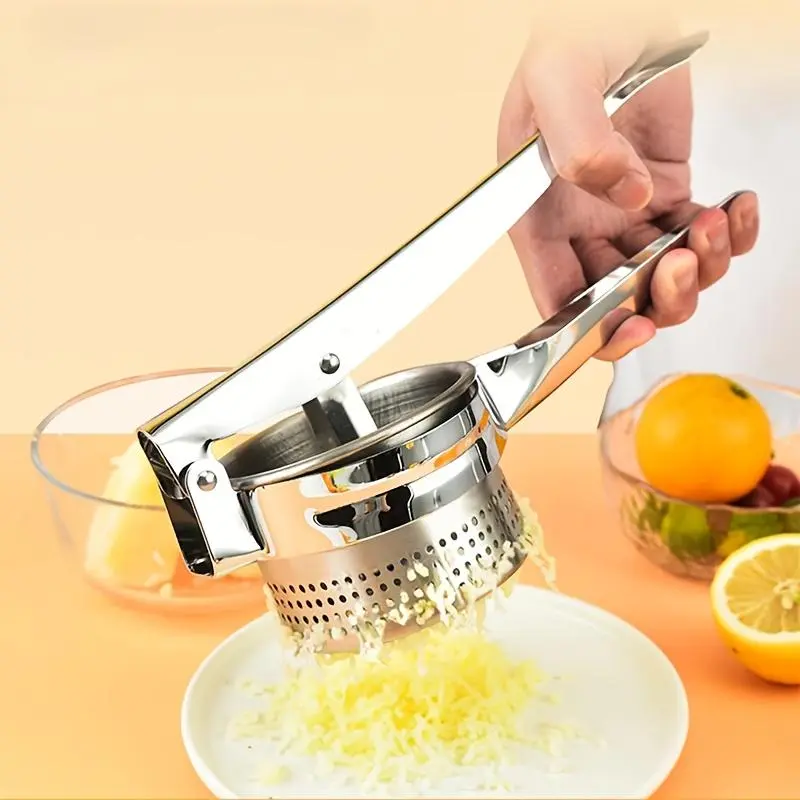 Potato Ricer, Heavy Duty Stainless Steel Mashed Potato Masher with Ergonomic Handle, Press And Mash Kitchen Gadget, Make Fluffy Smooth Mashed Potatoes & Press Fruit And Vegetables(Silver)
