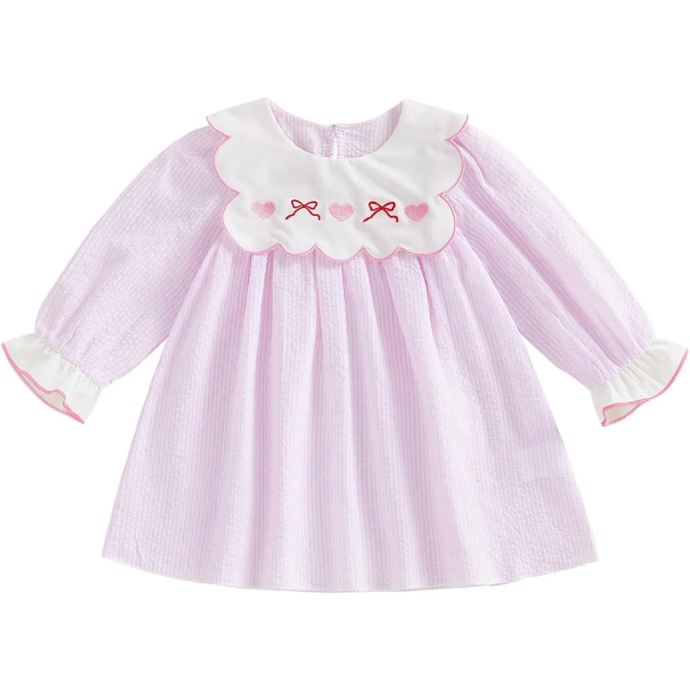 Mardi Gras Toddler Baby Girl Outfit Plaid Smocked Dress Long Sleeve Collar Dress Spring Carnival Dresses  Girls
