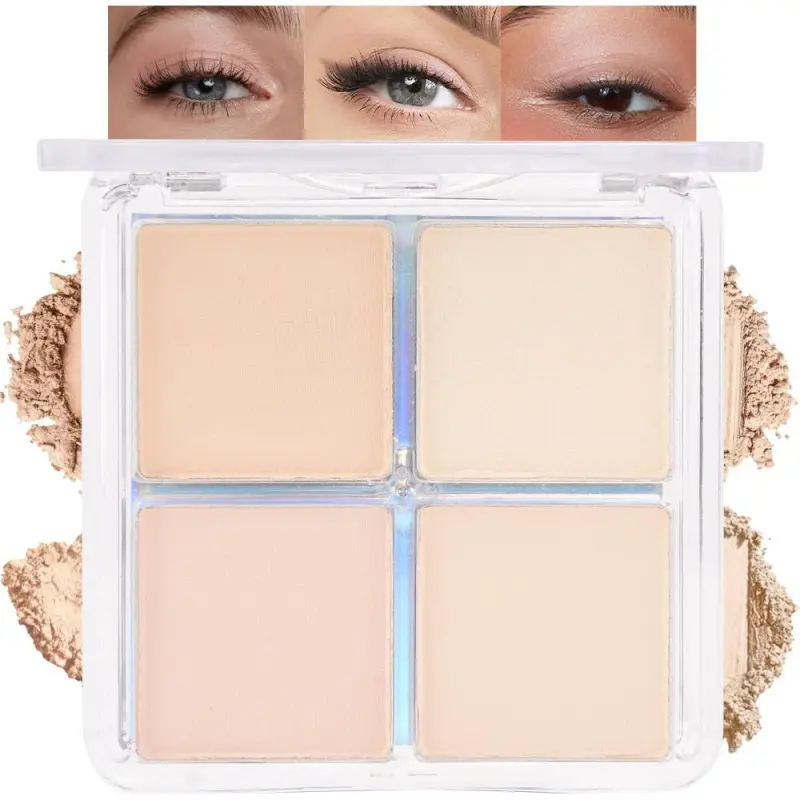 4 Colors Vanilla Nude Eyeshadow Palette, Light Beige Pink Ivory White Quads, Matte & Shimmer Soft Blendable Eye Shadow, Natural Everyday Makeup for Mature Skin, Vegan, Sombras de Ojos