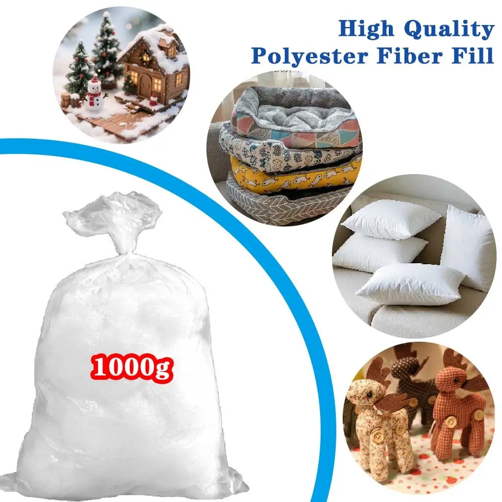 1 Piece 1000g/350g Ultra-Fine Polyester Fiber Fill, Fiber Filling, Soft Plush High-Resilience Pillow Material, Ideal for DIY Stuffed Toys, Pet Cushions, Christmas Decor