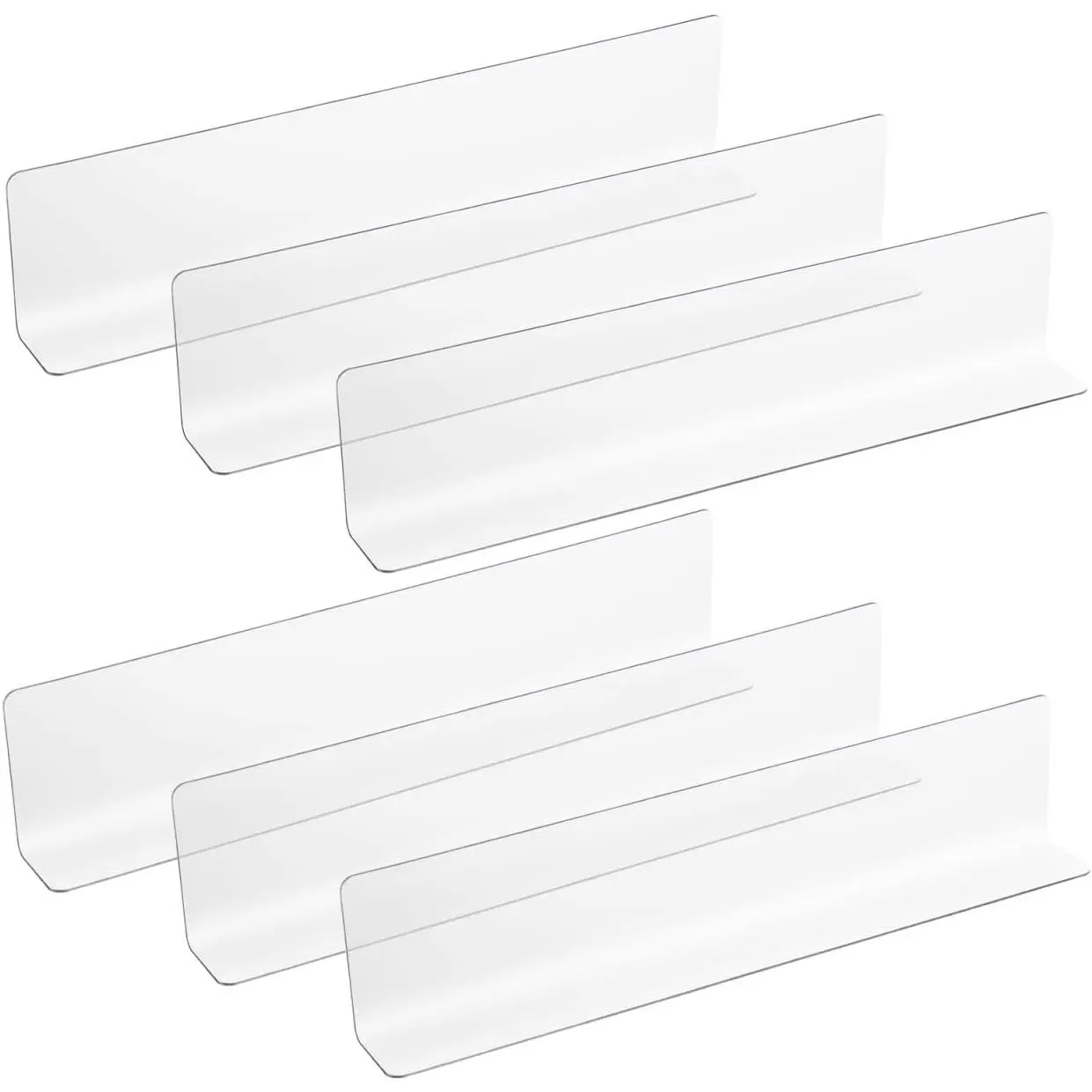 Plastic Shelf Dividers 6pcs Clear Acrylic L Shaped Separator Transparent Organizer Divider for Commodity Classification Cabinets Shelf Store 26cm