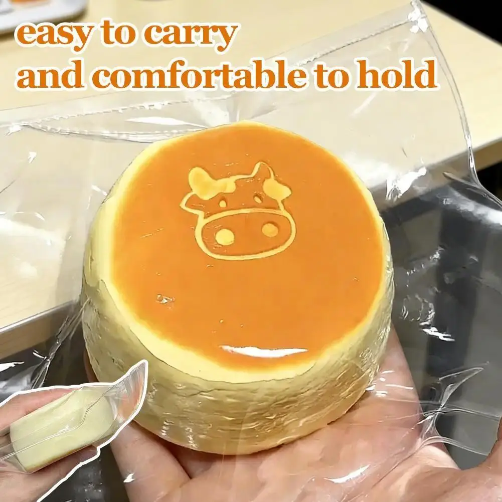 Cow Cheesecake Silicone Squeeze Toy | 6cm Yellow Dessert Design | Soft Stress Relief Fidget Toy for Kids & Adults